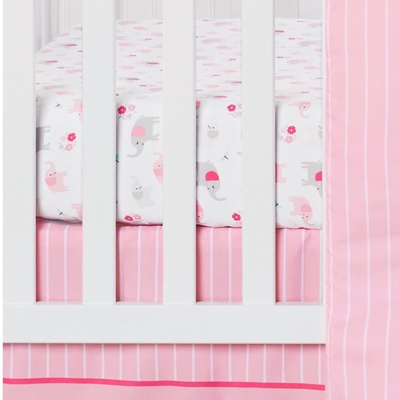 3pc Nursery Comforter Set Crib Sheet Pink Gray Elephant Bird Parent's Choice NEW - Picture 4 of 14